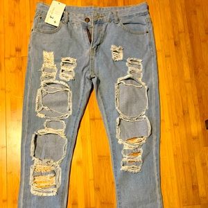 Trendy ripped jeans